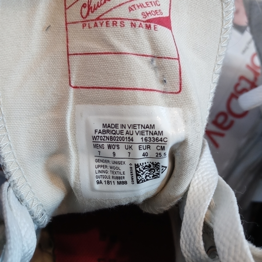 Rare Converse All Star Chuck Taylor White Wool High Top Sneakers Men's S… - Picture 5 of 10